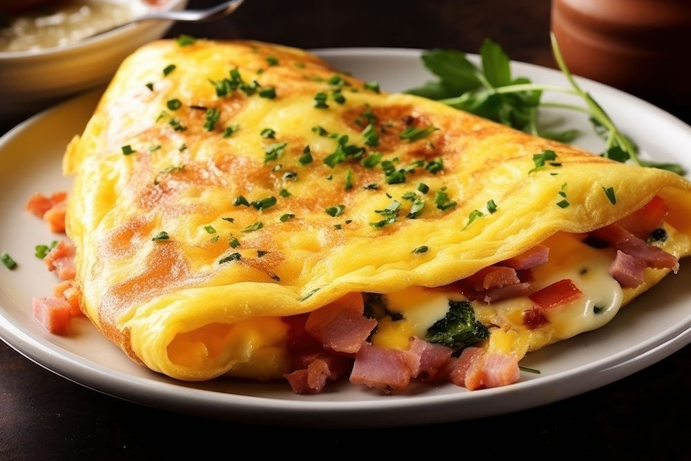 Omelette food ham egg. AI generated Image by rawpixel.