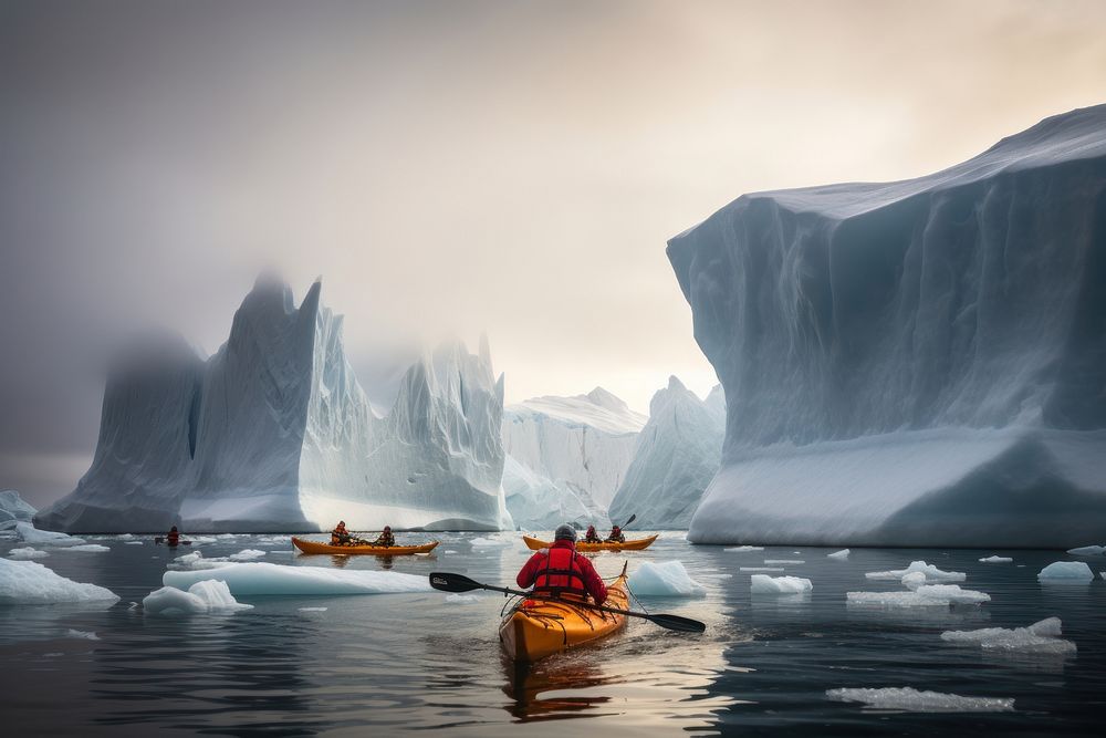 Kayaking ice recreation outdoors. AI generated Image by rawpixel.