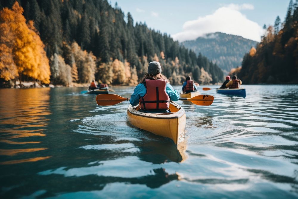 Kayaking recreation lifejacket canoeing. AI generated Image by rawpixel.