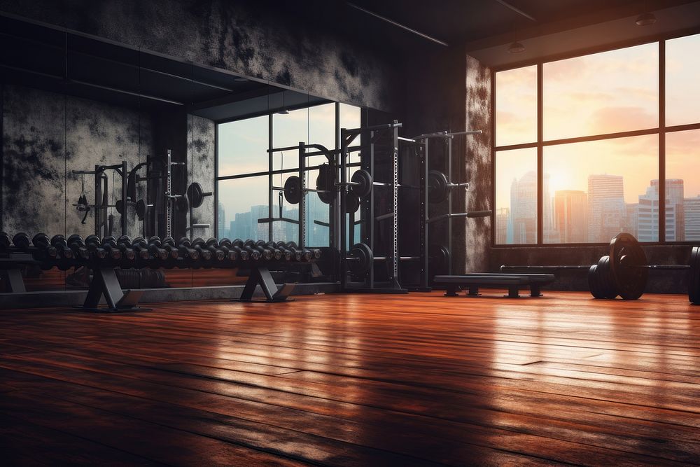 Gym architecture flooring building. AI generated Image by rawpixel.