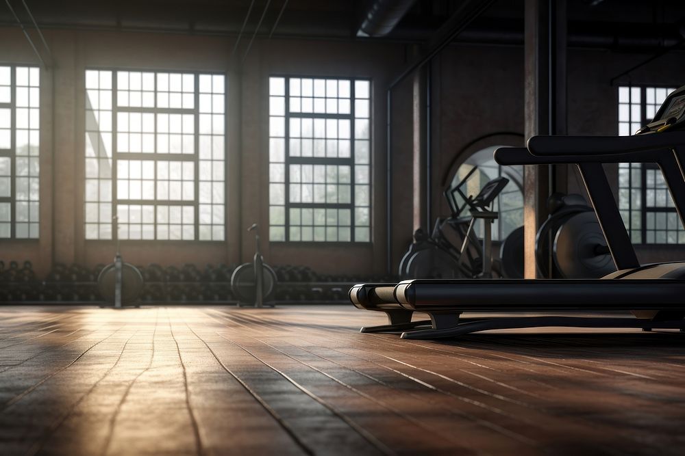 Gym architecture equipment flooring. AI generated Image by rawpixel.
