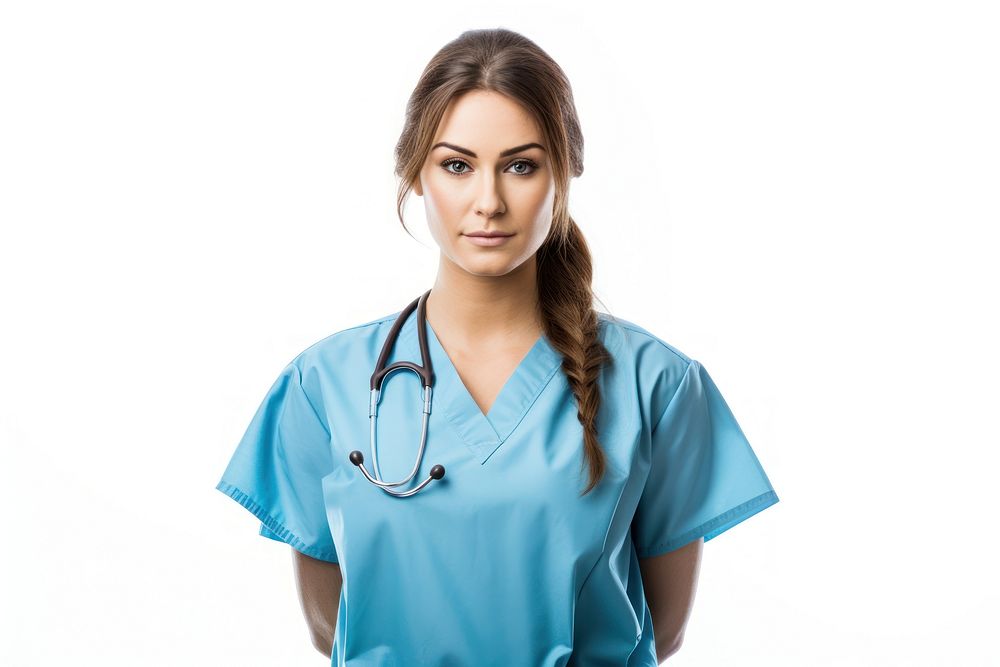 Adult nurse white background stethoscope. AI generated Image by rawpixel.