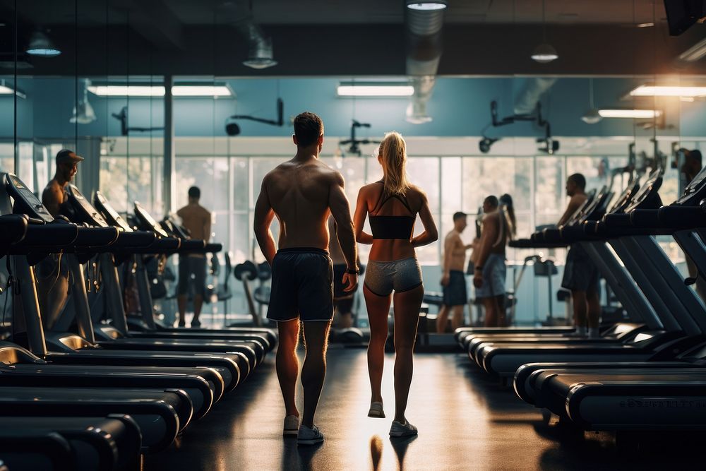 Gym treadmill sports adult. AI generated Image by rawpixel.
