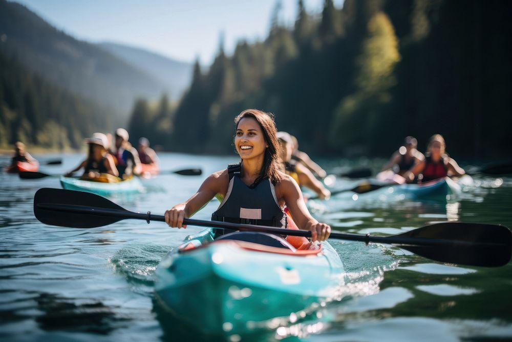 Kayaking recreation canoeing portrait. AI generated Image by rawpixel.