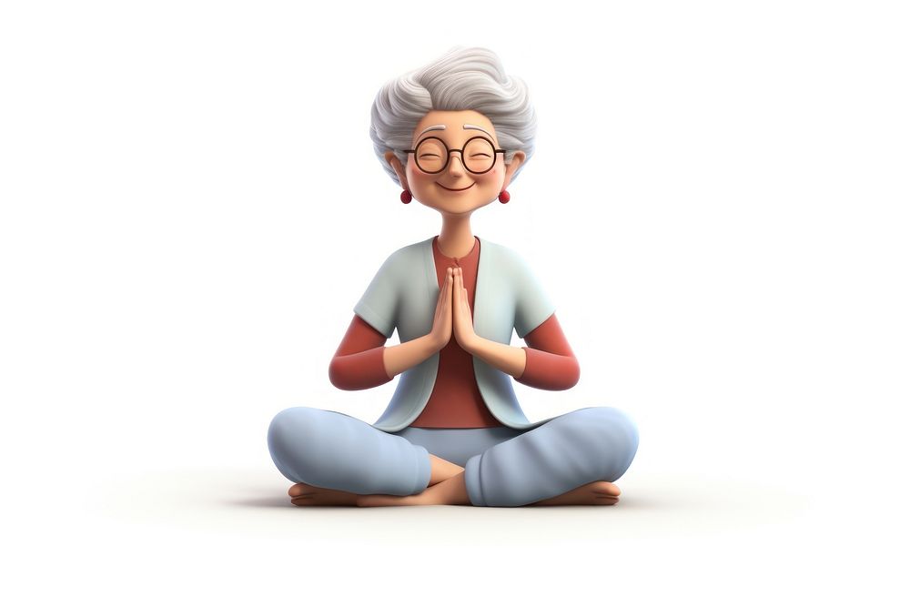 Yoga sitting smiling cartoon. AI generated Image by rawpixel.