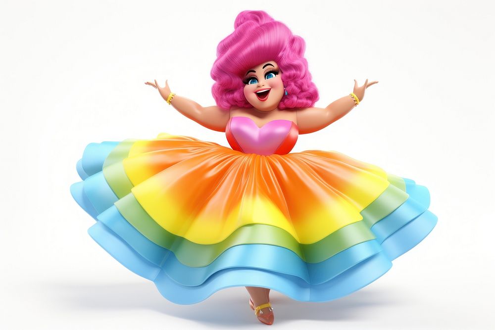 Figurine rainbow cartoon dress. 