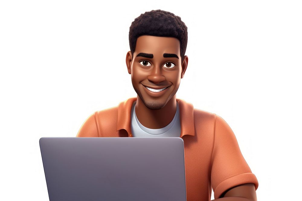 Computer portrait smiling cartoon. AI generated Image by rawpixel.