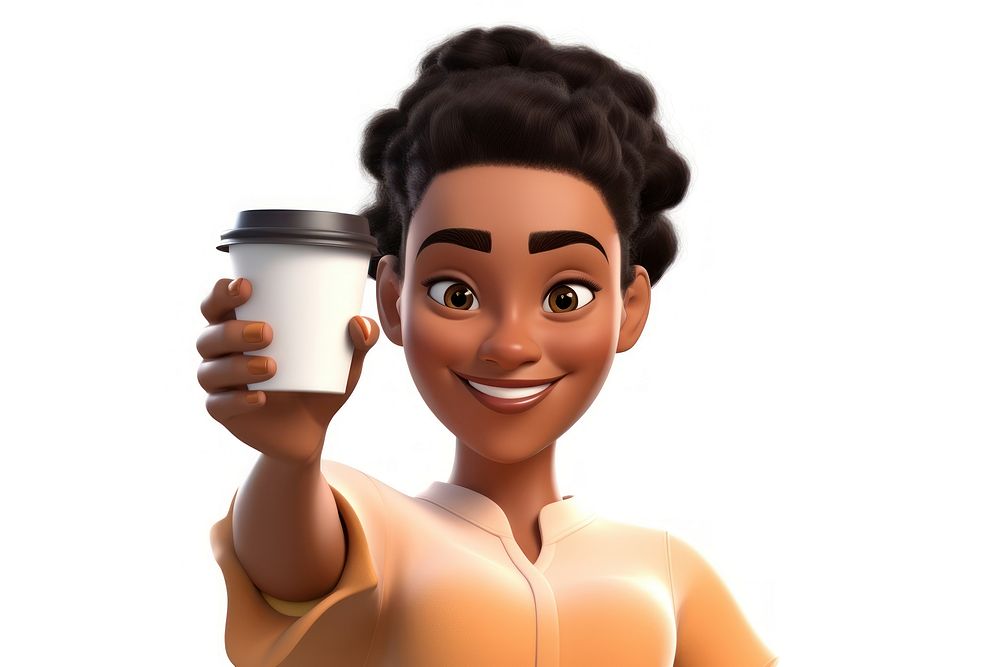 Adult smiling cartoon coffee. AI generated Image by rawpixel.