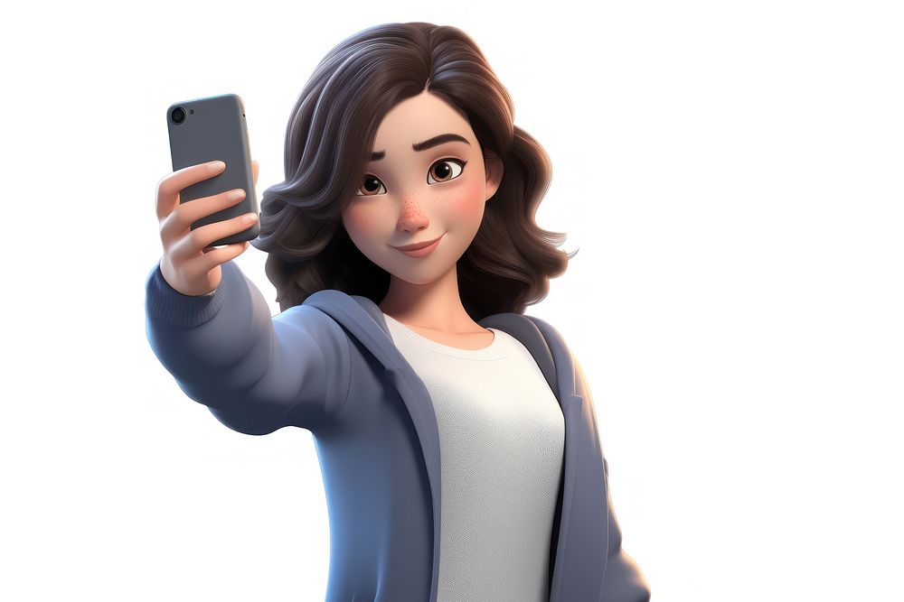 Cartoon selfie adult woman. AI generated Image by rawpixel.