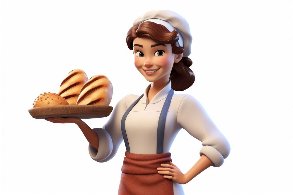 Smiling cartoon female bread. AI generated Image by rawpixel.