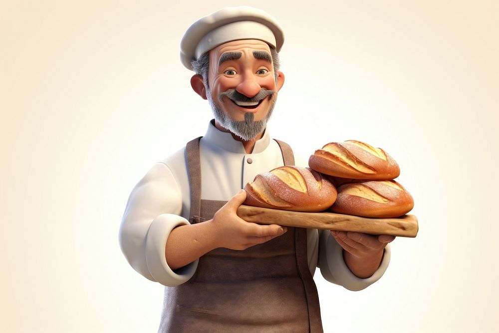Cartoon bread baker adult. AI generated Image by rawpixel.