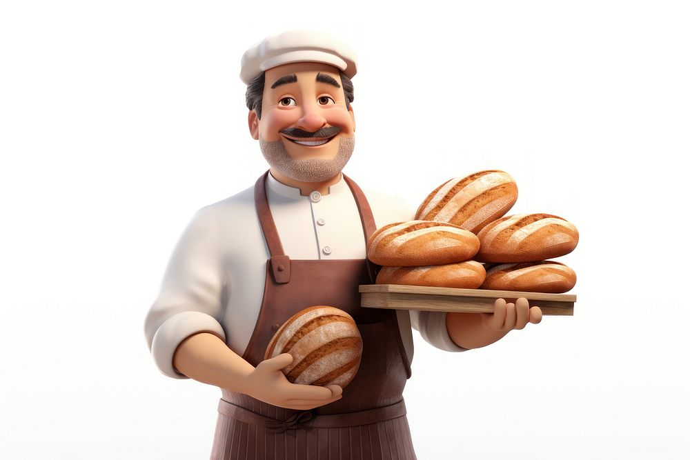Cartoon bread baker food. AI generated Image by rawpixel.