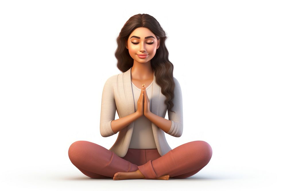 Meditating sitting adult woman. AI generated Image by rawpixel.