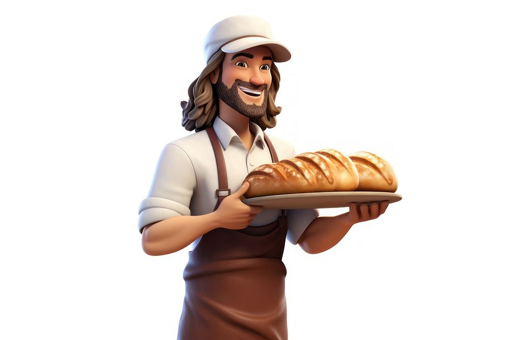 Cartoon baker adult bread. AI generated Image by rawpixel.