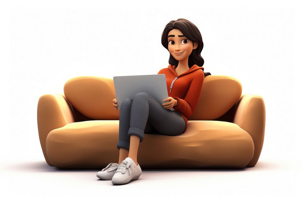 Furniture sitting cartoon laptop. AI generated Image by rawpixel.