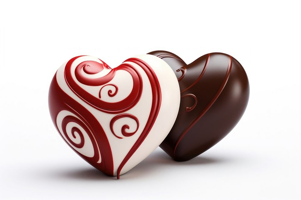 Chocolate heart white background confectionery. AI generated Image by rawpixel.