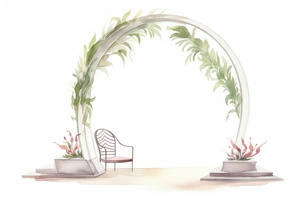 Chair plant arch architecture. AI generated Image by rawpixel.