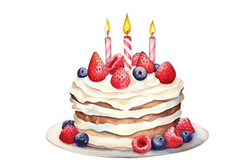 Cake birthday dessert berry. AI generated Image by rawpixel.