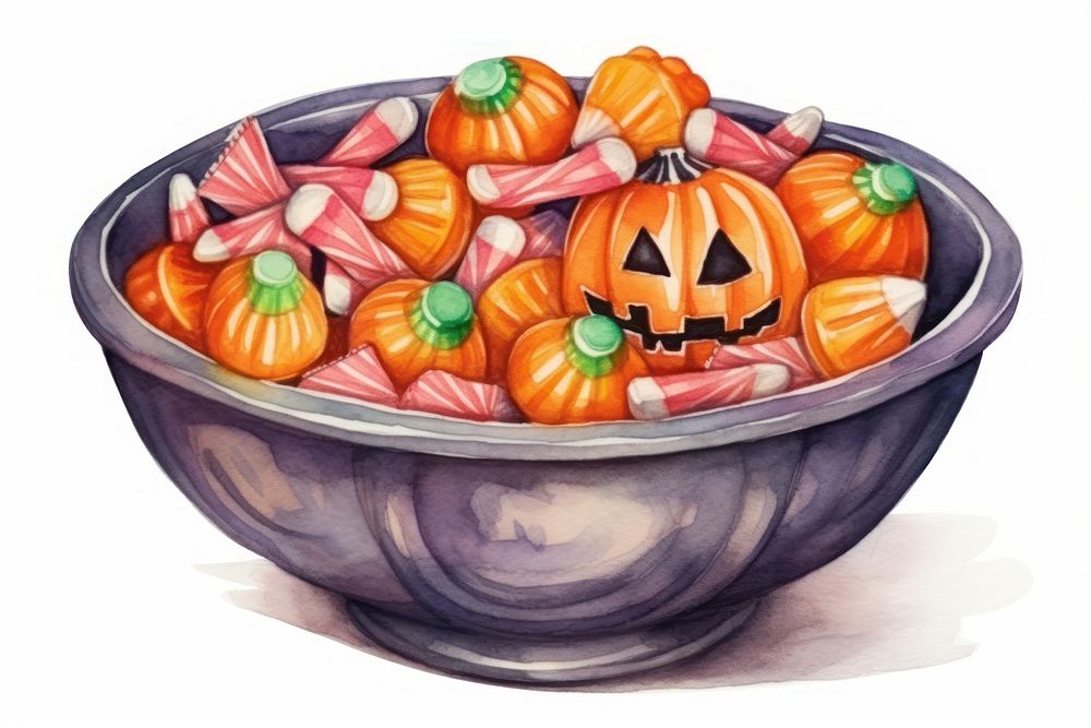 Bowl pumpkin candy food. AI generated Image by rawpixel.