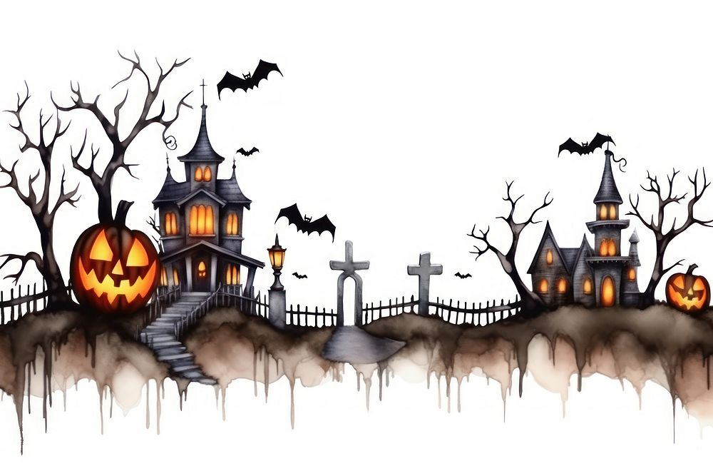 Halloween anthropomorphic jack-o'-lantern architecture. AI generated Image by rawpixel.