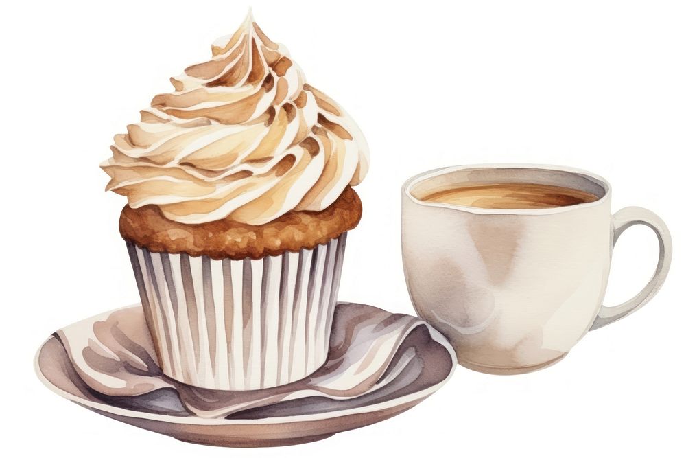 Mocha dessert cupcake coffee. AI generated Image by rawpixel.