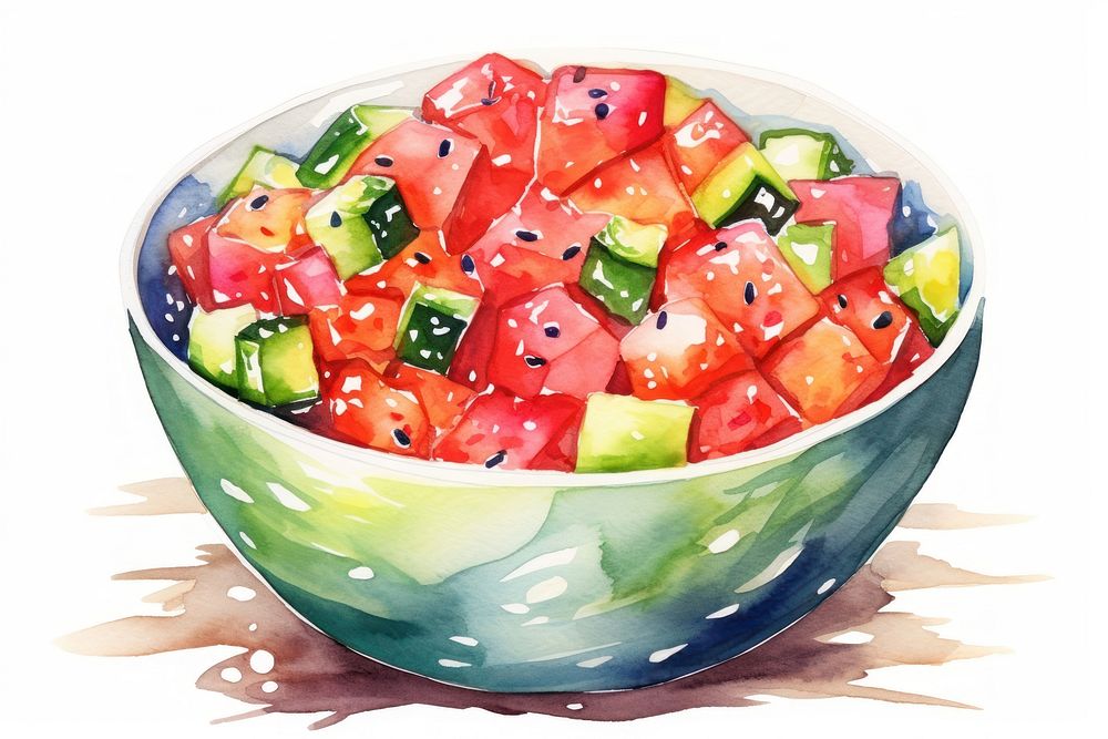 Watermelon food bowl strawberry. AI generated Image by rawpixel.