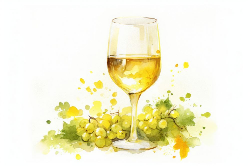 White wine grapes drink glass. AI generated Image by rawpixel.