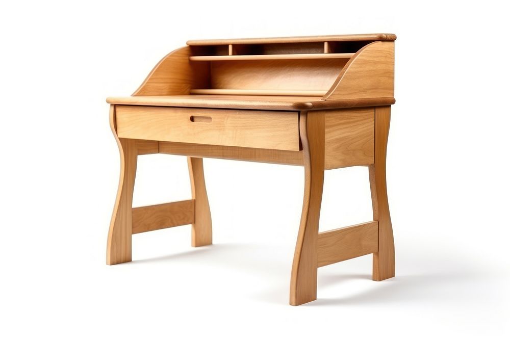 Desk wood furniture table. AI generated Image by rawpixel.
