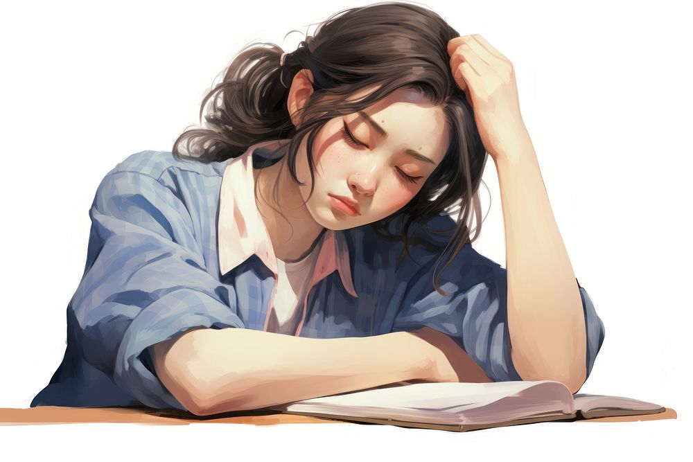 Sleeping reading female tired. AI generated Image by rawpixel.