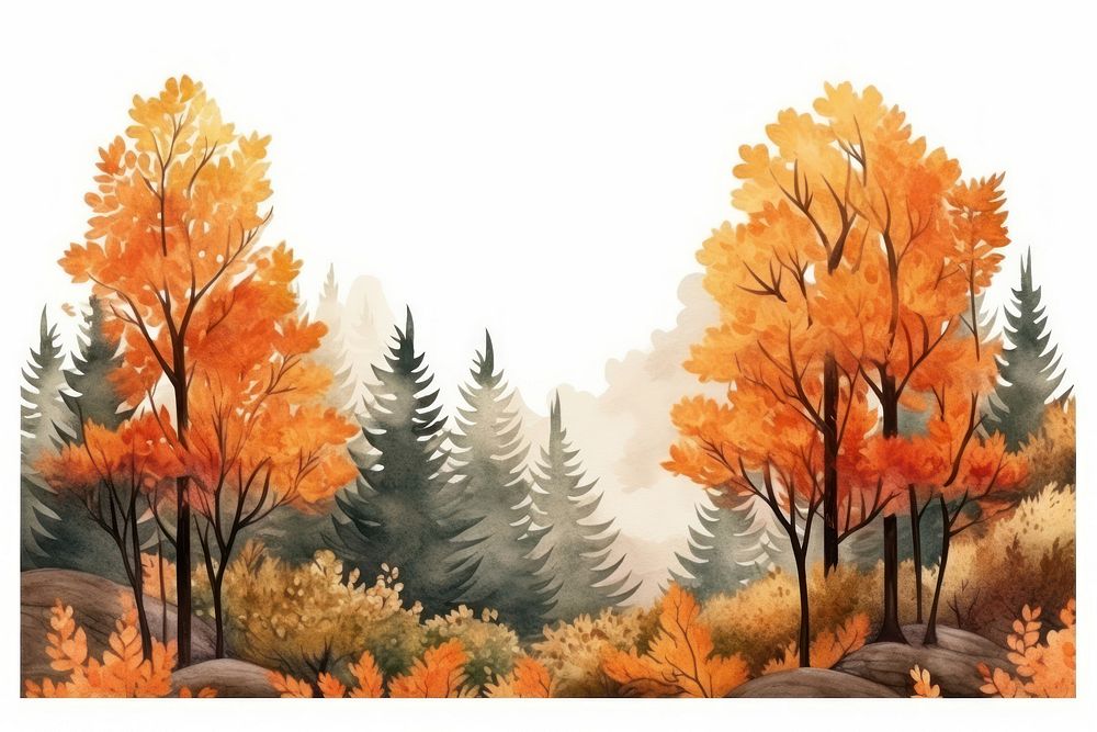 Forest landscape outdoors painting. 