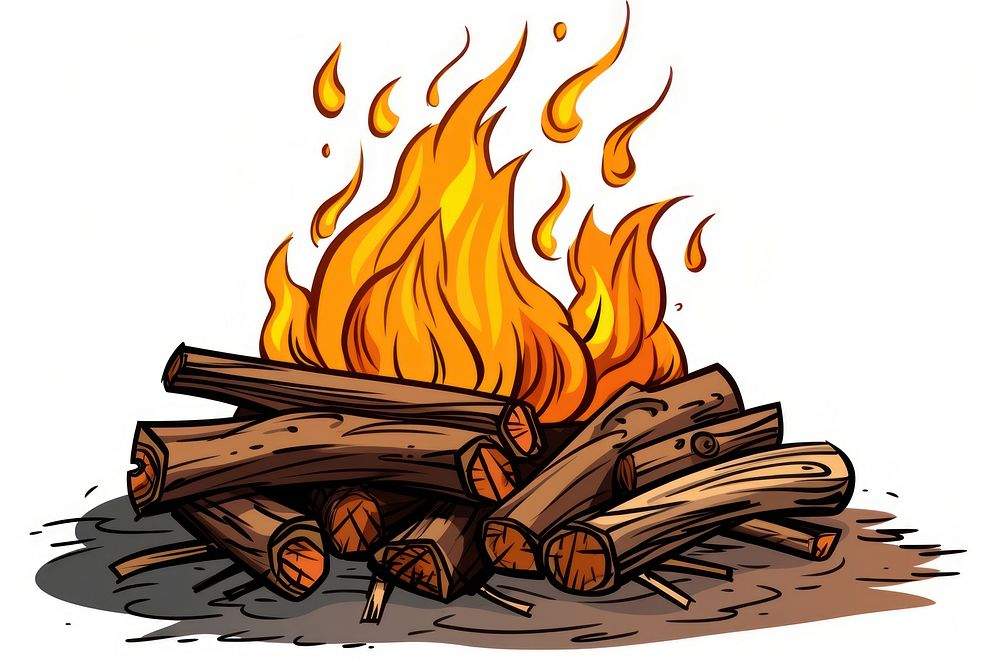 Bonfire fireplace cartoon deforestation. AI generated Image by rawpixel.