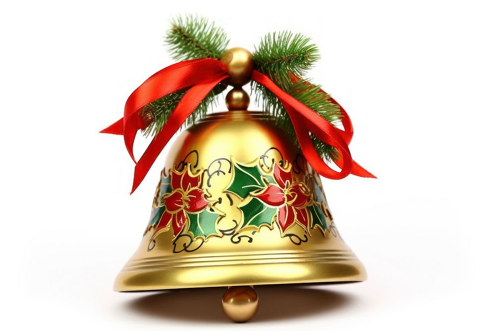 Bell christmas white background celebration. AI generated Image by rawpixel.