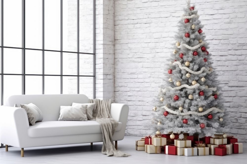 Christmas furniture white tree. AI generated Image by rawpixel.
