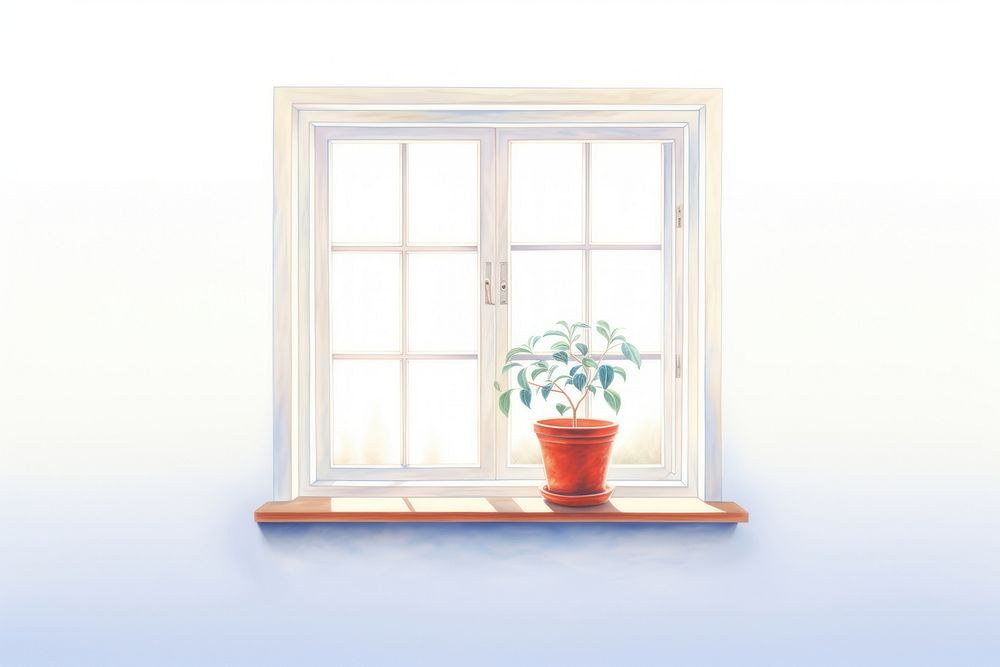 Windowsill architecture transparent houseplant. AI generated Image by rawpixel.