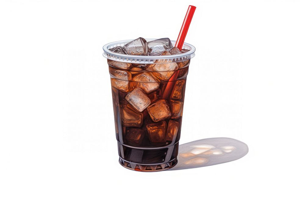 Drink glass soda ice. 