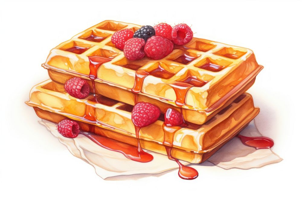 Waffle raspberry fruit food. AI generated Image by rawpixel.