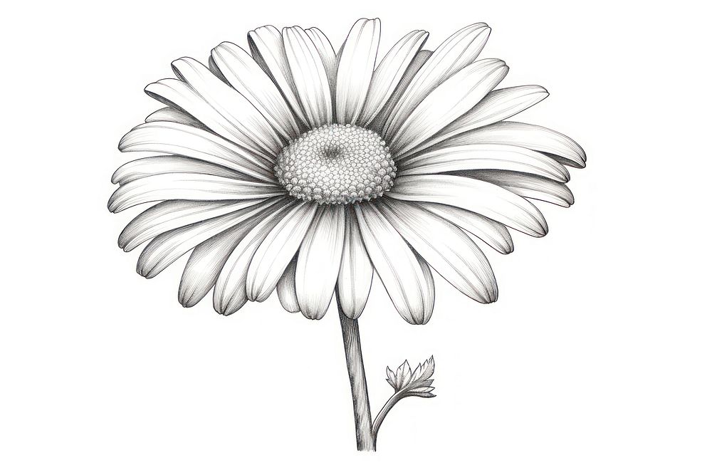 Drawing daisy flower sketch. AI generated Image by rawpixel.