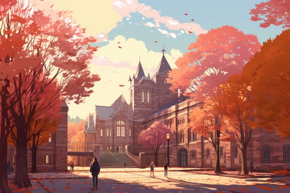 Autumn outdoors street city. AI generated Image by rawpixel.