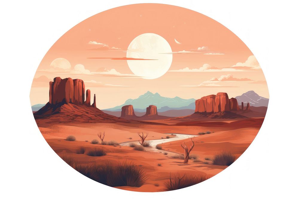 Landscape desert nature circle. AI generated Image by rawpixel.