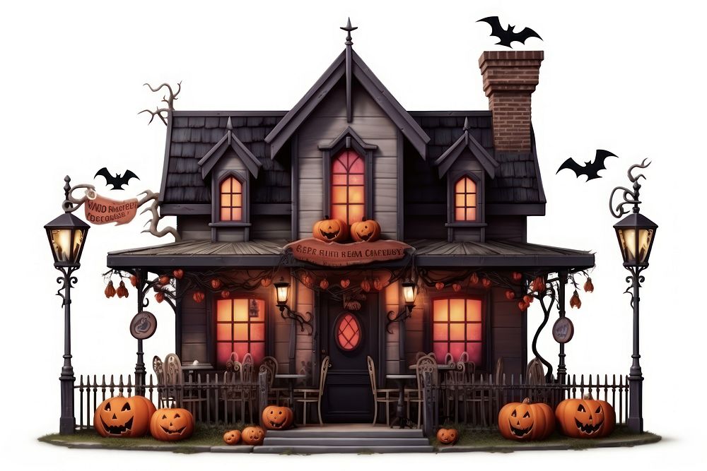 Halloween architecture building house. AI generated Image by rawpixel.