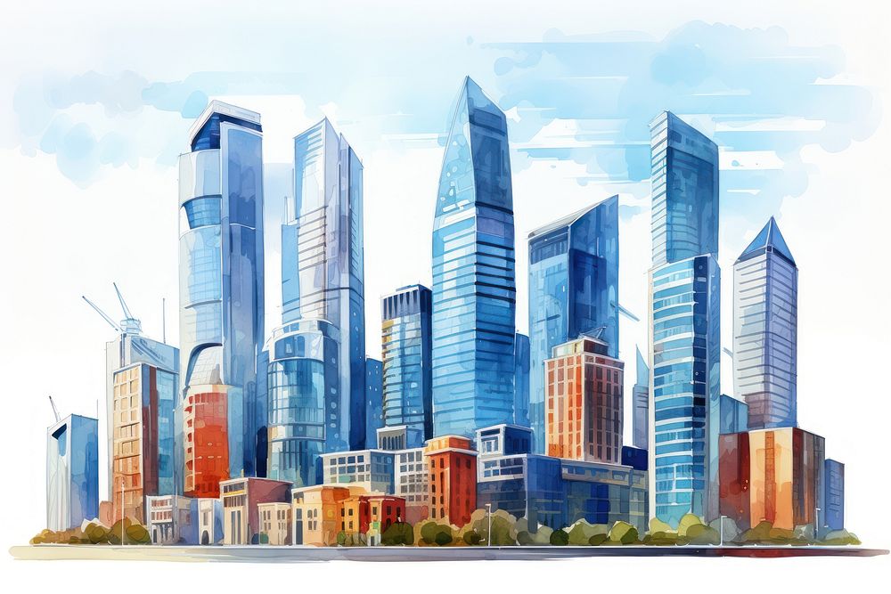 Metropolis skyscraper building city. AI generated Image by rawpixel.