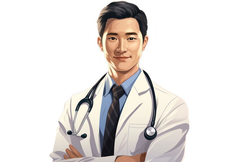 Doctor smiling adult white background. AI generated Image by rawpixel.