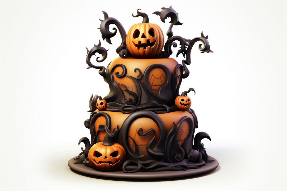 Cake halloween dessert pumpkin. AI generated Image by rawpixel.