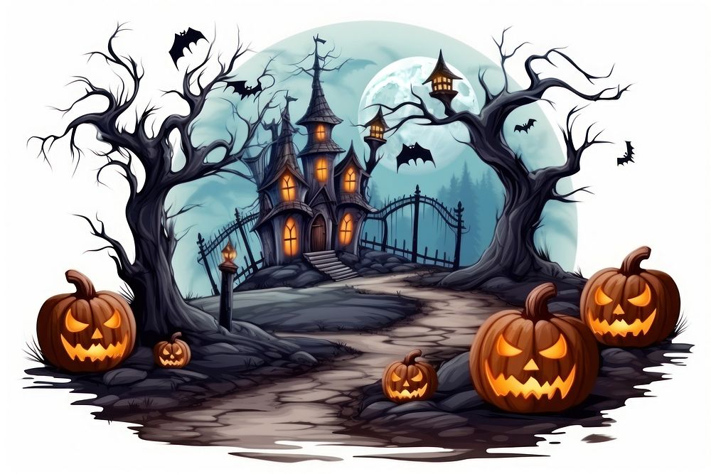 Halloween drawing anthropomorphic jack-o'-lantern. AI generated Image by rawpixel.
