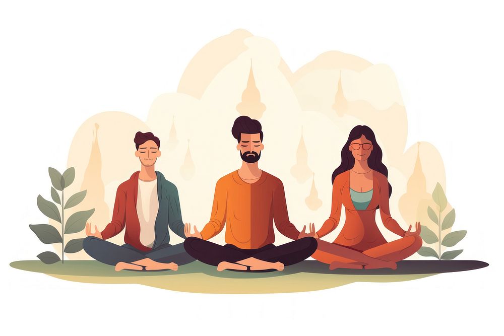 Adult yoga togetherness spirituality. AI generated Image by rawpixel.