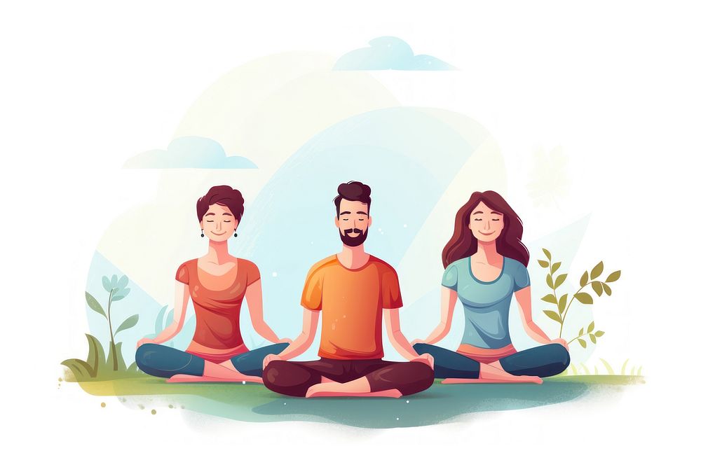 Sports adult yoga togetherness. AI generated Image by rawpixel.