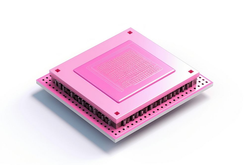 Microchip computer pink white background. AI generated Image by rawpixel.