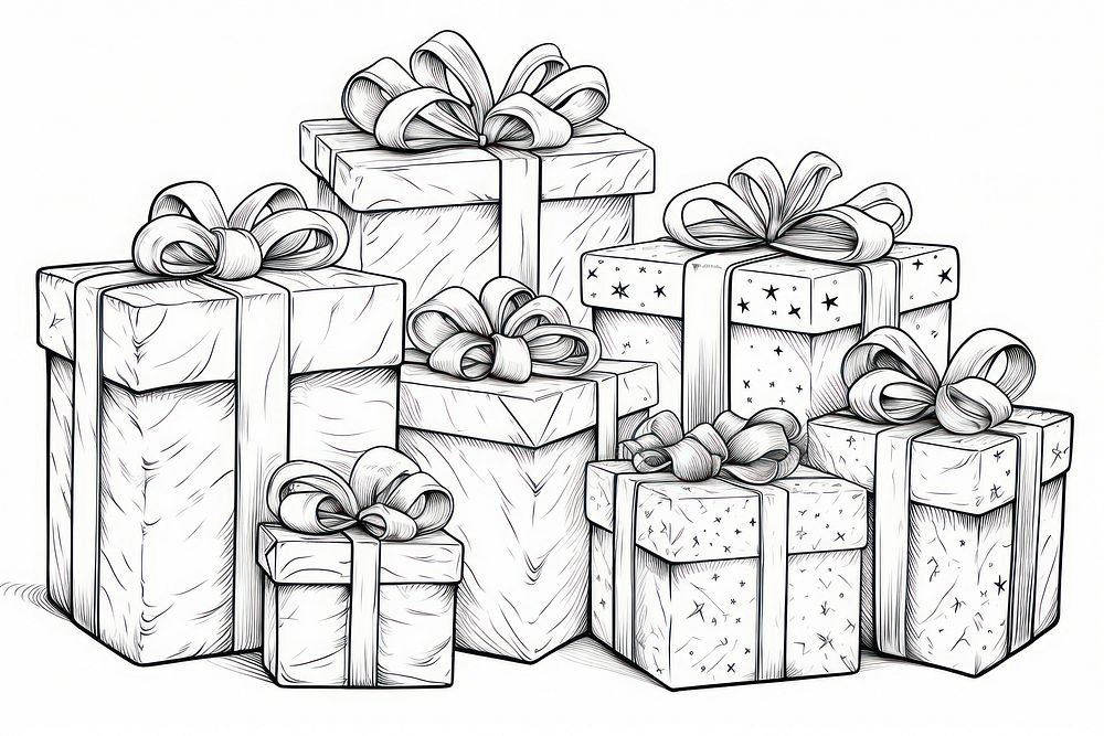 Drawing present sketch gift. AI generated Image by rawpixel.