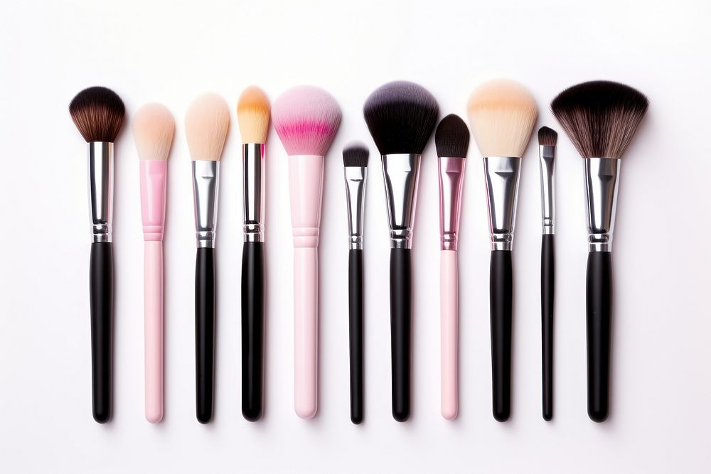 Tool cosmetics brush white background. AI generated Image by rawpixel.