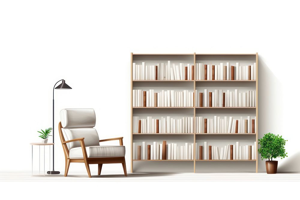 Furniture bookshelf bookcase library. AI generated Image by rawpixel.